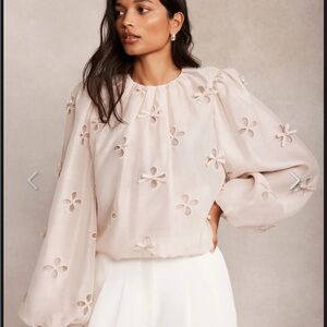 Mint Velvet Beige Floral Blouse Sz 10